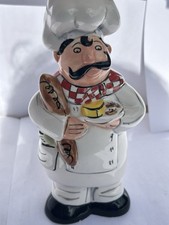 Whimsical Ceramic Chef Figurine, Hand-Painted Kitchen Decor, French Bistro Style
