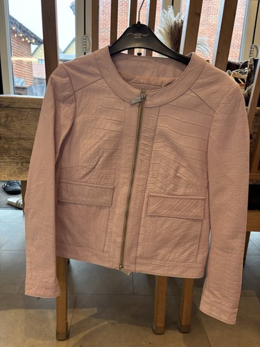 Pink leather jacket - pink,