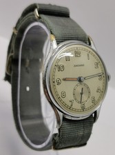 Vtg 1940s Junghans German Military Dial 36mm Chrome Oversized Gents Watch Cal 80