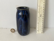 SUPERB VINTAGE  RETRO MID CENTURY HJORTH DENMARK STONEWARE COBALT  VEINED VASE