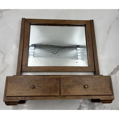 Antique wood shaving mirror - shaving,