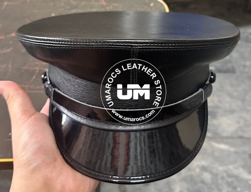Men black leather - men’s, peaked