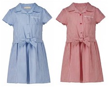 Girls Blue Red Gingham School