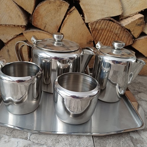 Stainless steel tea set tray - stainless,