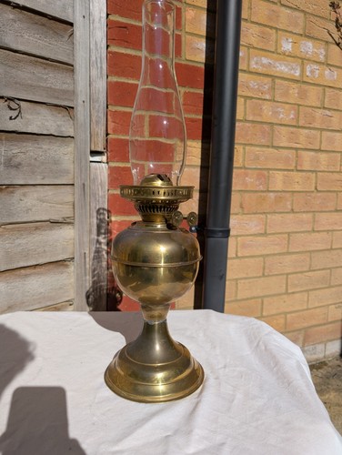 Vintage brass duplex oil lamp - vintage,