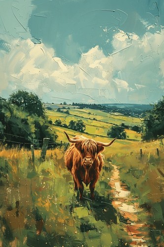 Highland cow canvas picture - highland,