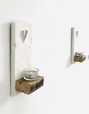 2 Shabby Chic Wall Sconces, Wooden Candle Holders, Tea Light Holder
