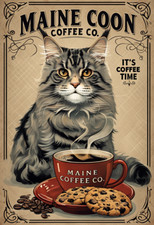 Maine Coon Coffee Co Metal Sign, Maine Coon Sign, Coffee Plaque, Coffee Sign