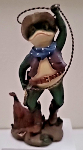 Cowboy frog figurine lasso - frog,