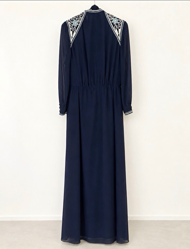 Navy neck maxi - navy, v-neck