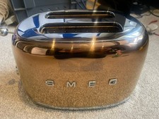 Smeg 2 Slice Toaster, Extra-Wide Slots, Retro, TSF01RGUK, S/S in Shiny Rose Gold