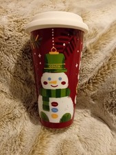 New Costa Coffee Ceramic Christmas Travel Cup Mug Tumbler - Snowman Design 12oz