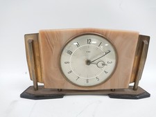 Vintage Metamec Mantel Clock Art Deco Style Onyx Effect Case Collectible Rare