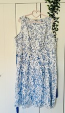 Ladies M&S Per Una Premium Dress Size 22 Blue White Lace Special Occasion