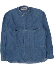 VINTAGE Mens Graphic Denim Shirt XL Blue Cotton CH09