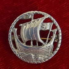 Vintage 925 Sterling Silver Viking Ship Brooch A H Darby B'ham HM 1946 6.9g