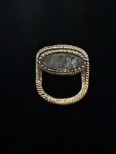 Vintage Abalone Shell Gold Tone Spectacle /glasses Holder Brooch 3.5 Cms