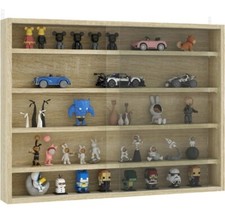 HOMCOM 5-Tier Wall Display Shelf Unit Cabinet w/ 4 Adjustable Shelves Glass Door