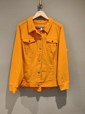 QVC Denim & Co. Comfy Denim Style Jacket with Collar Orange Size 2XL RRP £49