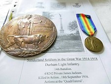 VICTORY MEDAL & PLAQUE DURHAM