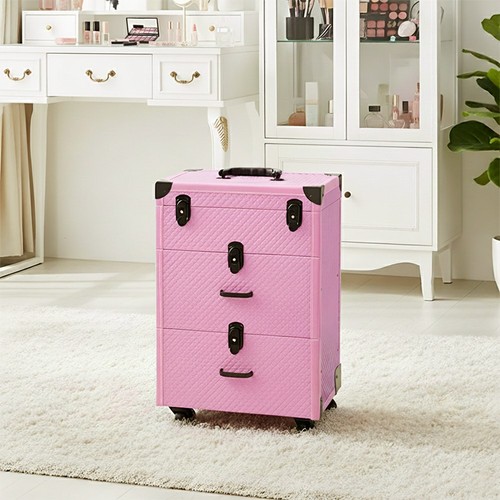 Pink rolling beauty trolley - pink,