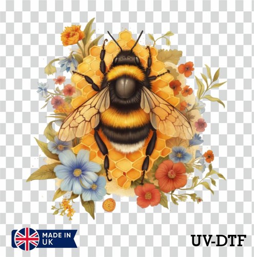 Floral bee honey comb uv - floral,