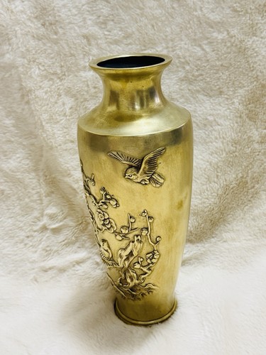 Japanese vintage brass vase - japanese,