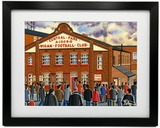 Wigan, Framed Rugby Art Print