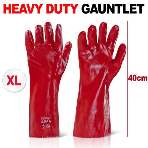 Red pvc rubber work gloves - work, 16"