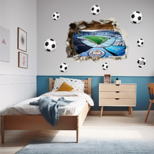 Smashed Wall Premier League Man City Wall Art Decal Kids Bedroom Wall Sticker