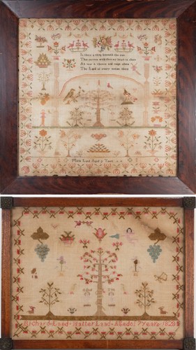 Antique needlework samplers - antique,