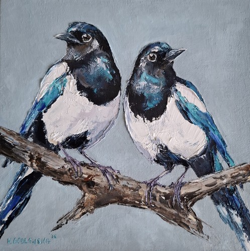 Magpie portrait fine art - magpie, portrait,