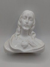 Jesus Christ Bust Statue Figurine Religious Decor White Ceramic Christian Holy