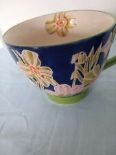 1 x Joyye Large  Floral Hand Painted Embossed Mug/Cup - Flowers -Pedestalled 