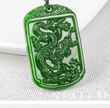 Jasper Amulet Green jade Necklace Jade statue  pendant 100% Natural jade dragon