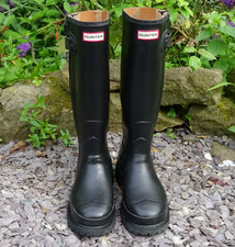 Hunter Balmoral Sovereign Leather Lined size 7 Full Zip Wellington Boots Vibram