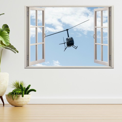 Black helicopter flying - black, with