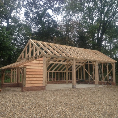 Bay oak framed garage kit - oak,