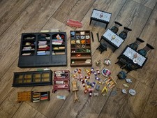 Dolls house furniture/ mixed bundle. sewing Themed & tea set tables & Chairs.