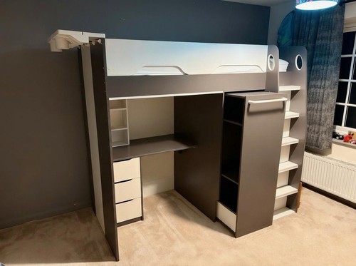 Grey white bed with - bed,
