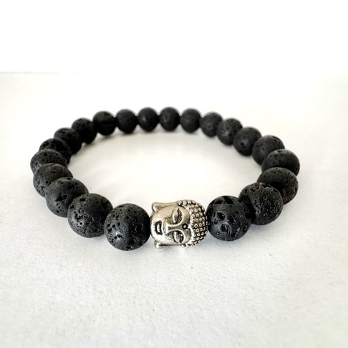 Black lava rock - black, silver
