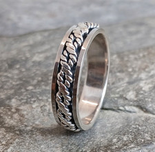 Men Women 925 Silver Twist Rope SPINNER Worry Band Ring Sz O,S,U R618~Silverwave