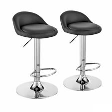 2x Bar Stools Faux Leather Kitchen Pub Low Back Breakfast Bar Chair Leg Chrome
