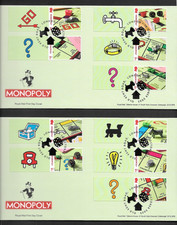 GB RM 2025 Monopoly Collector Sheet Park Lane P/M X2 FDCs +Empty Sheet Freepost