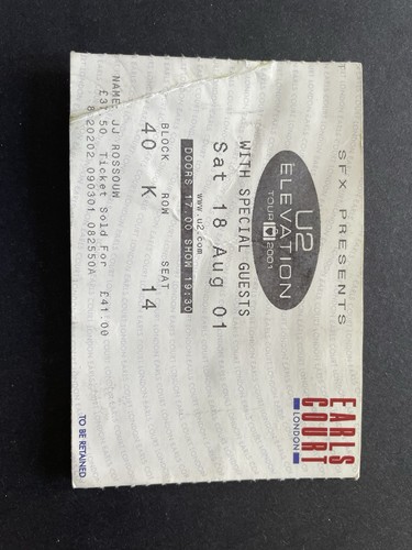 Ticket 2001 - u2,