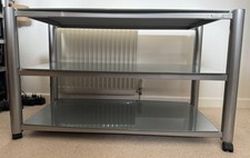 Soundstyle AV / TV Rack Silver Metal Body / Glass Shelves