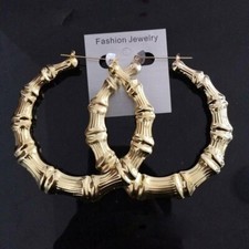 Large bamboo earrings hip hop - bamboo,