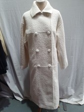 Ecru Boucle Double Breasted Maxi Coat- S