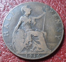 1916 BRITISH HALF PENNY IN