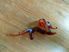 Vintage Murano Miniature Brown Glass Dachshund 1900s Perfect Condition 7cms long